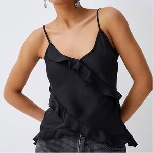 2/$30 Melrose and Market Ruffled Black Cami Tank Top sz Small